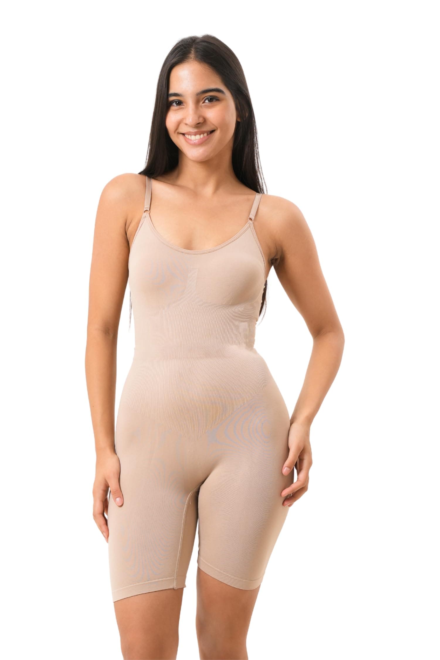 SHAPEMOUR Mid Thigh Bodysuit Bodyshaper, Sculpting Design Shapewear for Women, Body Shaper with Silicone Grip, No Steel Bones for All Day Comfort, Smooth and Seamless Fit