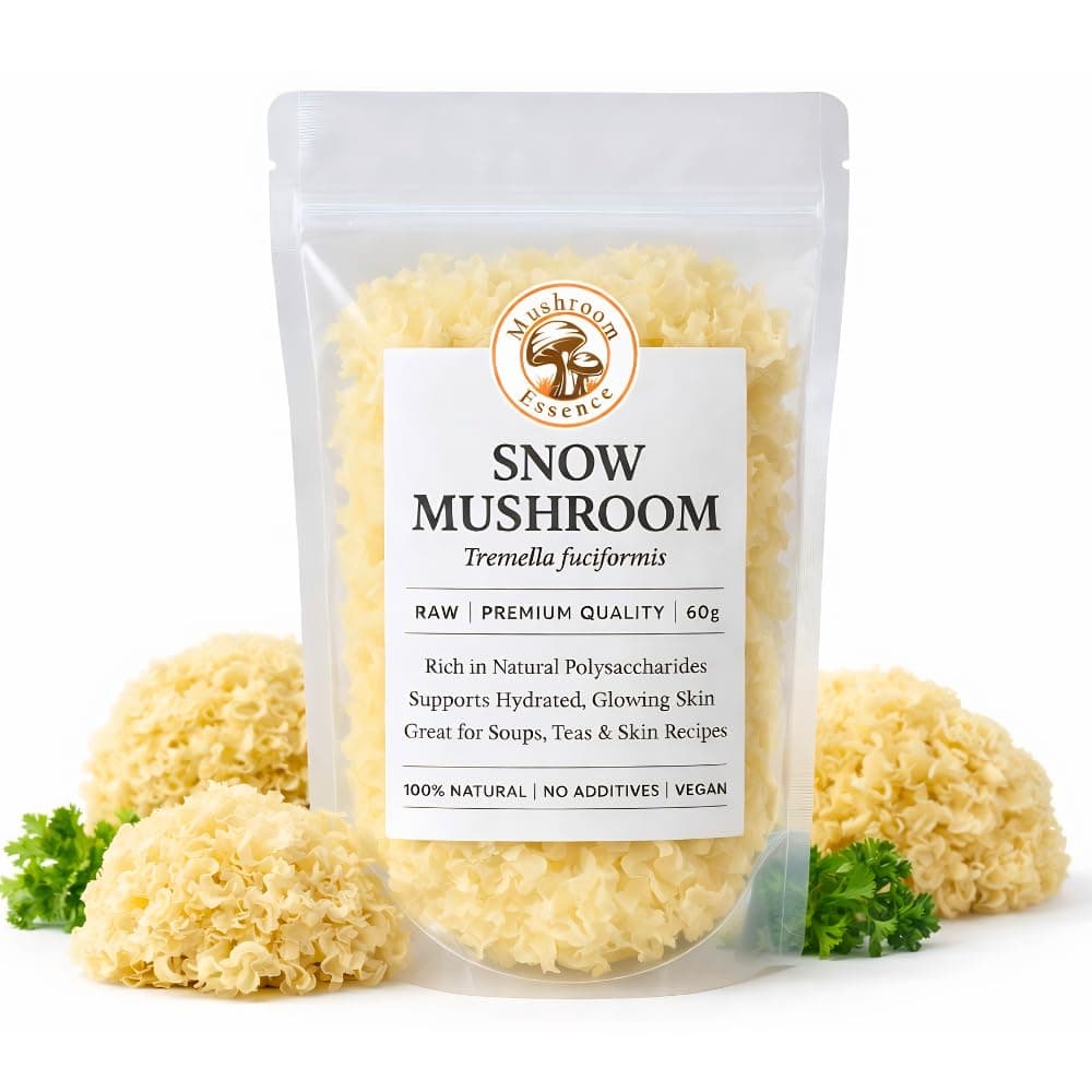 Mushroom Essence Snow Mushroom (Tremella fuciformis) – 2 pcs | Approx. 60g | Premium Dried Snow Fungus | Pack of 1