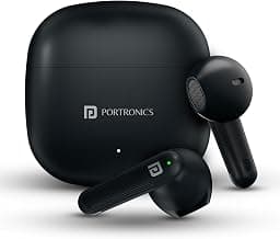 Portronics Harmonics Twins S18 in Ear TWS Earbuds with 30H Playtime, in Built HD Mic, Game/Music Mode, 13mm Dynamic Driver, Low Latency, Touch Control, Type C Fast Charging, Light Weight(Black)