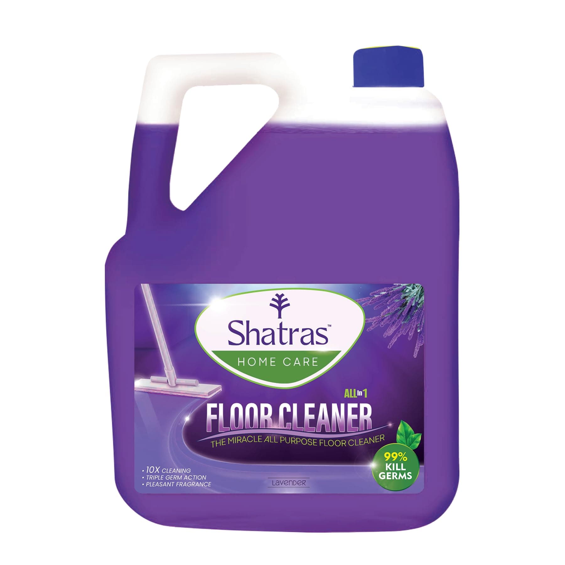 Shatras All In One Lavender Surface & Floor Cleaner - 5 Liter | Powerful 10X Cleaning Formula With Pleasant Fragrance | Kills 99% Germ | Suitable For All Floor Cleaner Mops