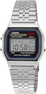 Casio Unisex Vintage A159W-N1DF Black Digital Dial Silver Stainless Steel Band D339