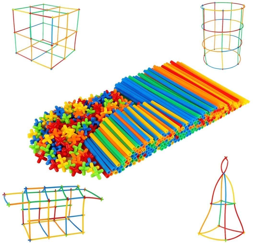 VARIYA ENTERPRISE 108 Pcs Pipe Blocks Building Toys Straws&connectors,DIY Plastic Pipe Straw Stick Brick Building Block Set 4D Space for Kids Assembly Educational Activity Toy Game Set,Multicolor
