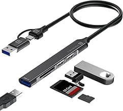 Portronics Mport 31 Plus USB 3.0 Hub Dock (5-in-1) with USB & Type-C Dual Plugs, upto 5 Gbps High Speed, USB 3.0, 2-Port USB 2.0 & SD/microSD Card Reader for Laptop, PC, Mac, Smartphone, Tablet (Grey)