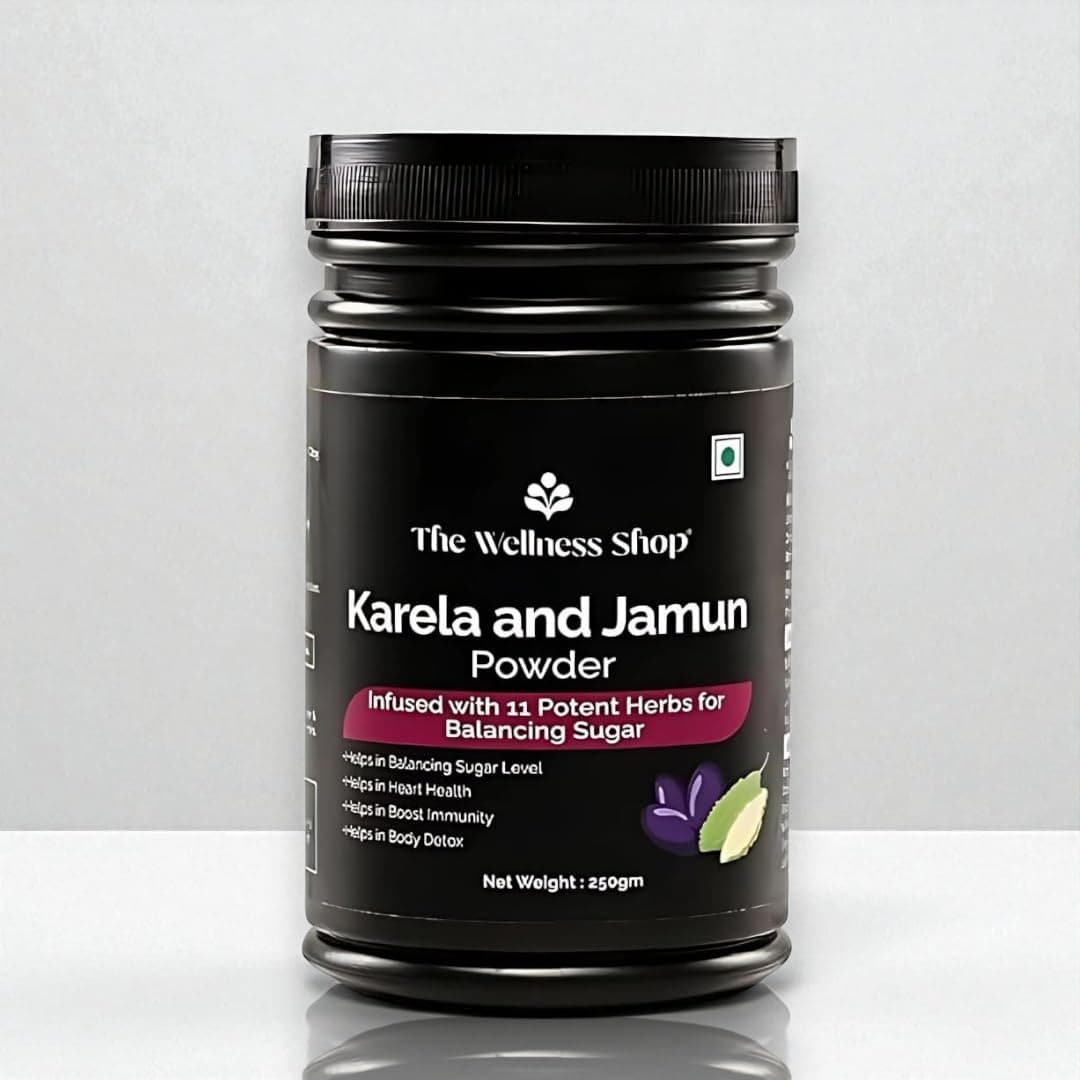 The Wellness Shop Karela & Jamun Diabetes Care Powder- 250g | Support Metabolism & Detox | Natural Herbal Blend for Blood Sugar Control & Reduce Bad Cholesterol, Men & Women, Pack of 1