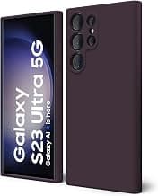 DIZORO for Samsung Galaxy S23 Ultra Phone Case Liquid Silicone, Cute Thin Slim Soft Rubber TPU Plain Smooth Gel Back Cover for Women Girl Men, Matte Solid Protective & Shockproof Bumper Deep Purple.