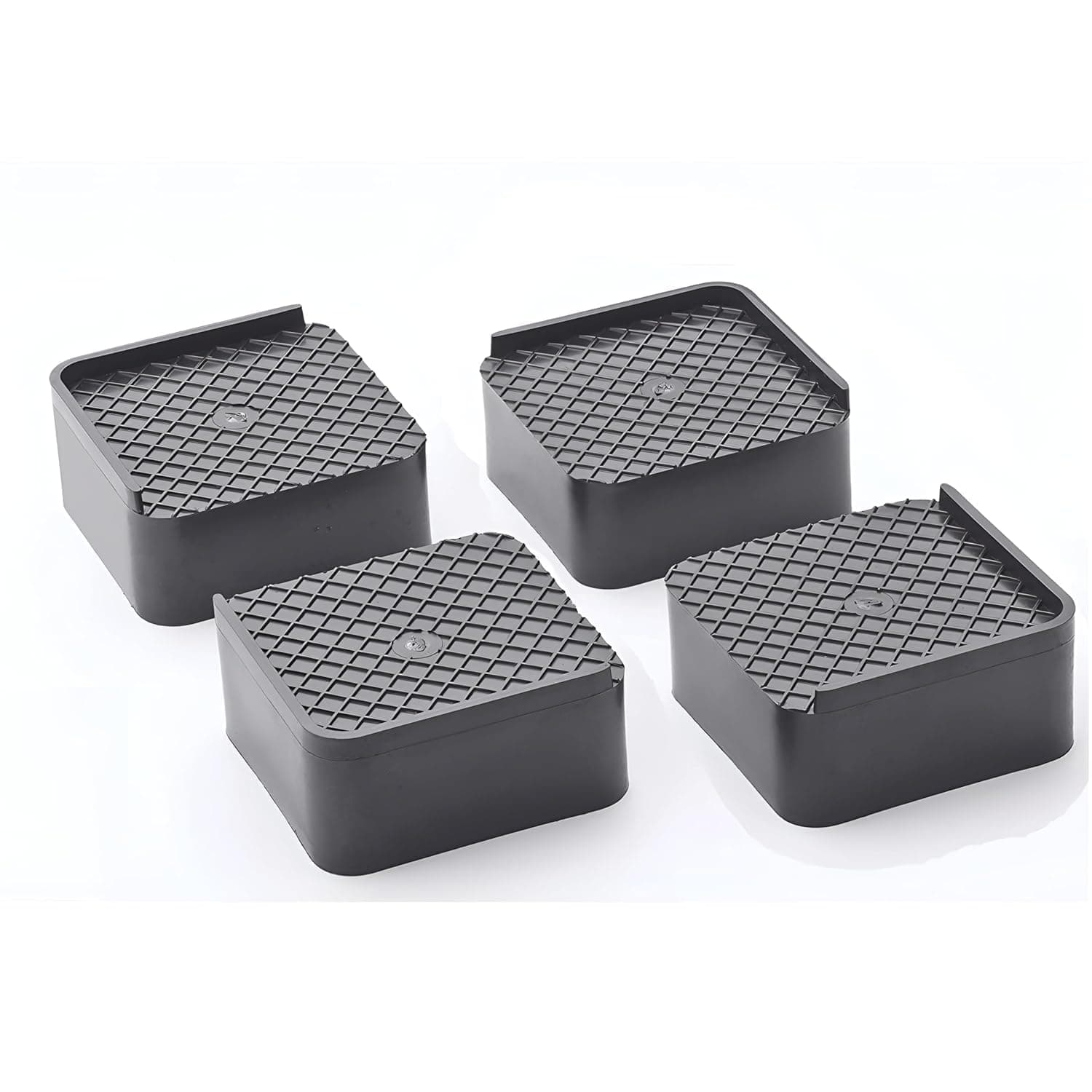 Multi-Purpose Furniture Riser Stand, Black Plastic, 4x4x2 Inch,4 Pcs, Rust Proof, for Refrigerator, Washing Machine, Sofa, and Cupboard (Set of 1)