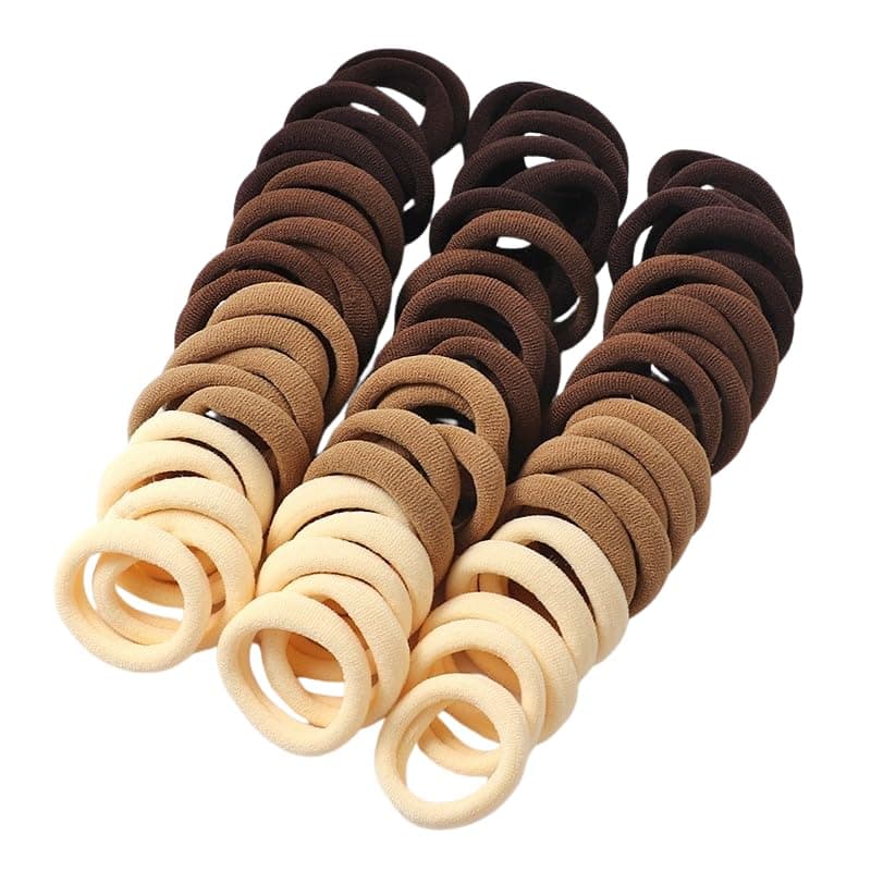 Diversa Seamless Thick Cotton Hair Rubber Bands, Durable Elastic Ties, Ponytail Holders, Hair Accessories for Women & Girls… (Coffee)