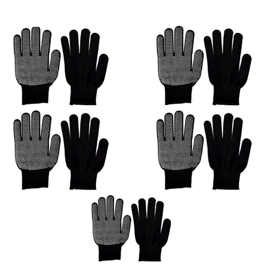 Shivanka Safety Gloves Anti Cut Resistant Level 5 Protection With Elastic Hand Fitting Heavy Duty Working Gloves- Ideal For Industrial And Kitchen Use | Free Size, (5, Black)