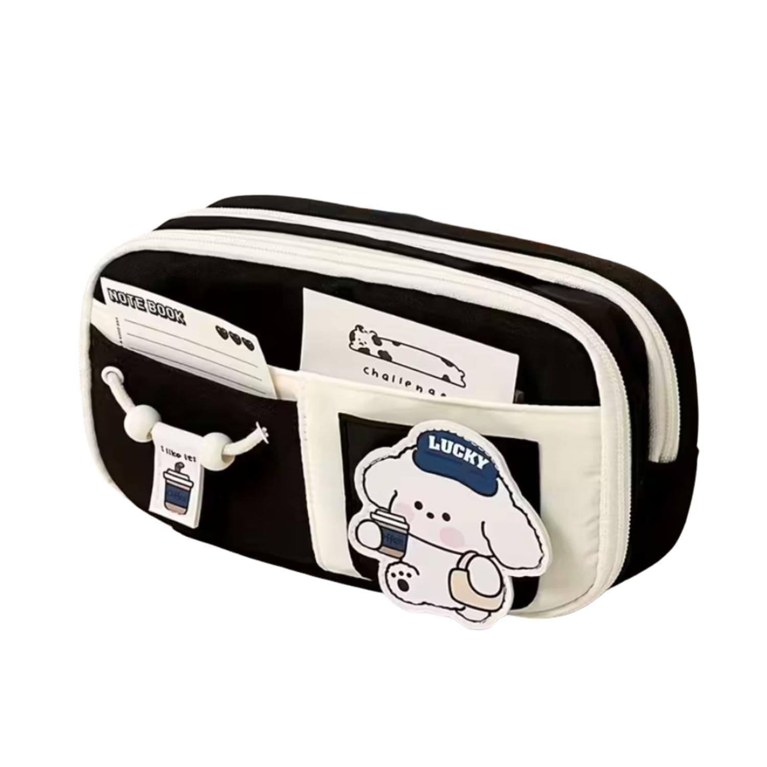 SGMVK Pencil Case for Girls & Boys, Large Capacity Pencil Pouch with 3 Layers & 6 Compartments, Multi-Compartment Pencil Box Organizer for School Kids, College Students & Stationery Storage (Cute Dog)