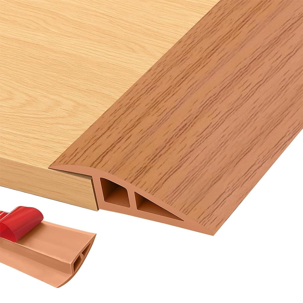 HASTHIP Floor Transition Strip PVC 3.3FT, 1-10mm, Peel and Stick Wood Grain | Smooths Uneven Floor Edges, Covers Gaps and Height Changes, PVC Construction, Peel and Stick Backing, Easy to Trim