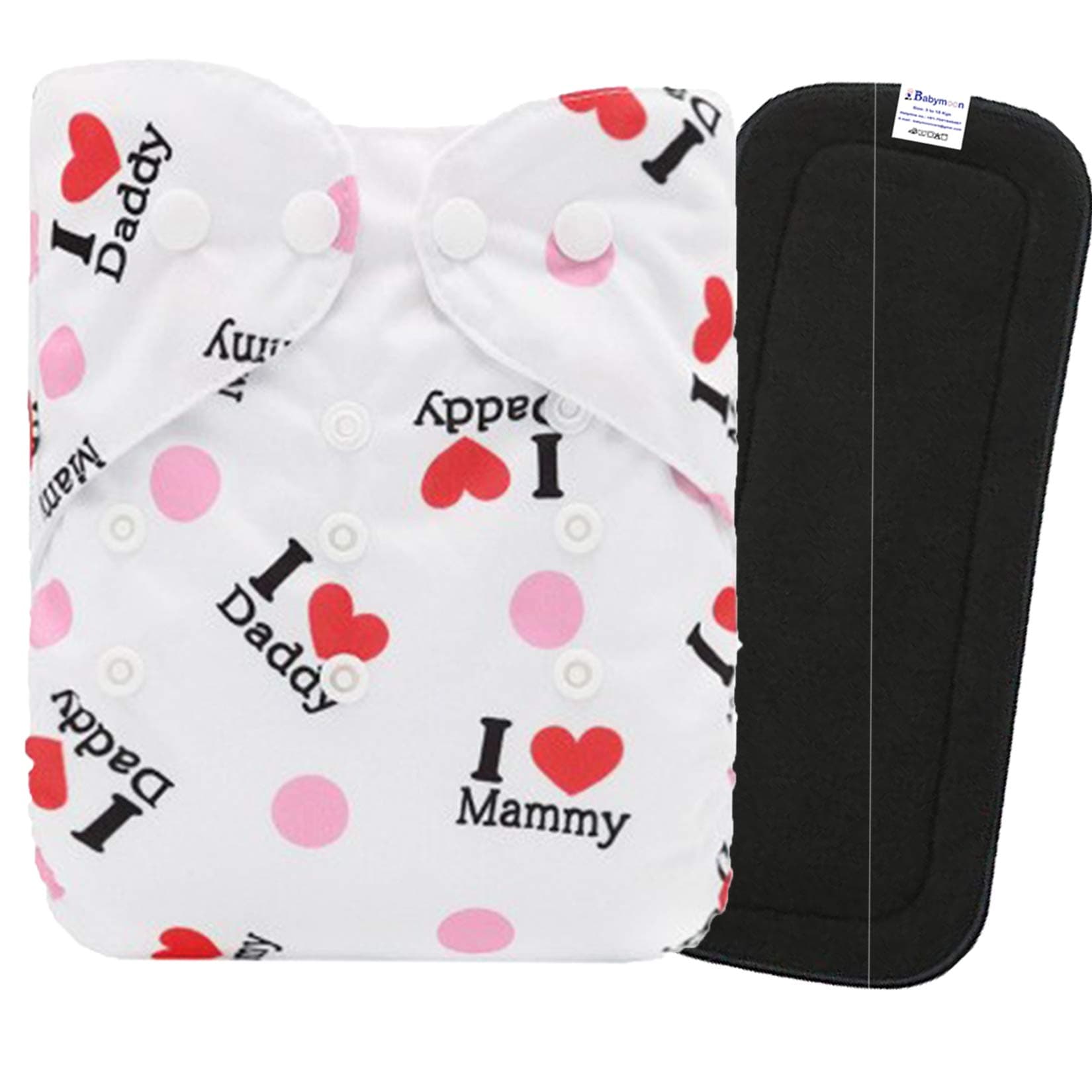 Babymoon Washable & Reusable Cloth Diaper Pocket with Grey Insert Pack of 2