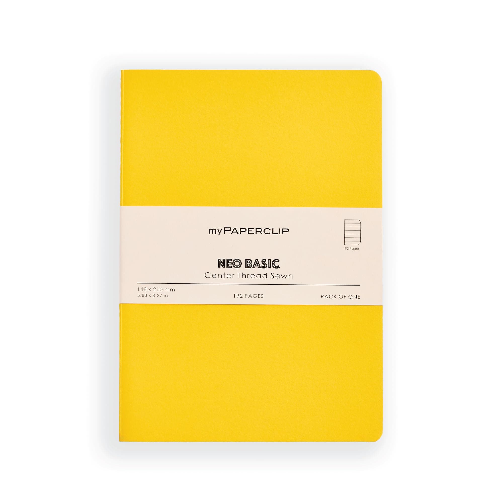 myPAPERCLIP NeoBasic A5 Ruled Notebook | 192 Pages, 80 GSM, 250 GSM Soft Cover, A5 (5.83 x 8.27 in) | Yellow