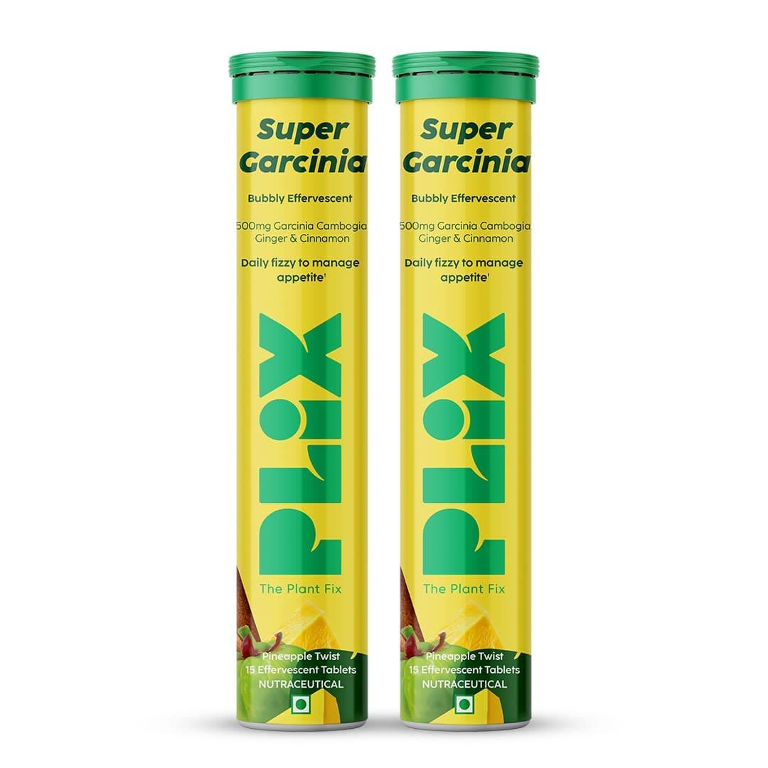 The Plant Fix Plix Garcinia Cambogia 15 Effervescent Tablets For Weight Loss- Pack of 2,Ayurvedic Herbs,Ginger,Cinnamon Extract,Improves Energy,Boost Metabolism & Burn Fat,For Men & Women