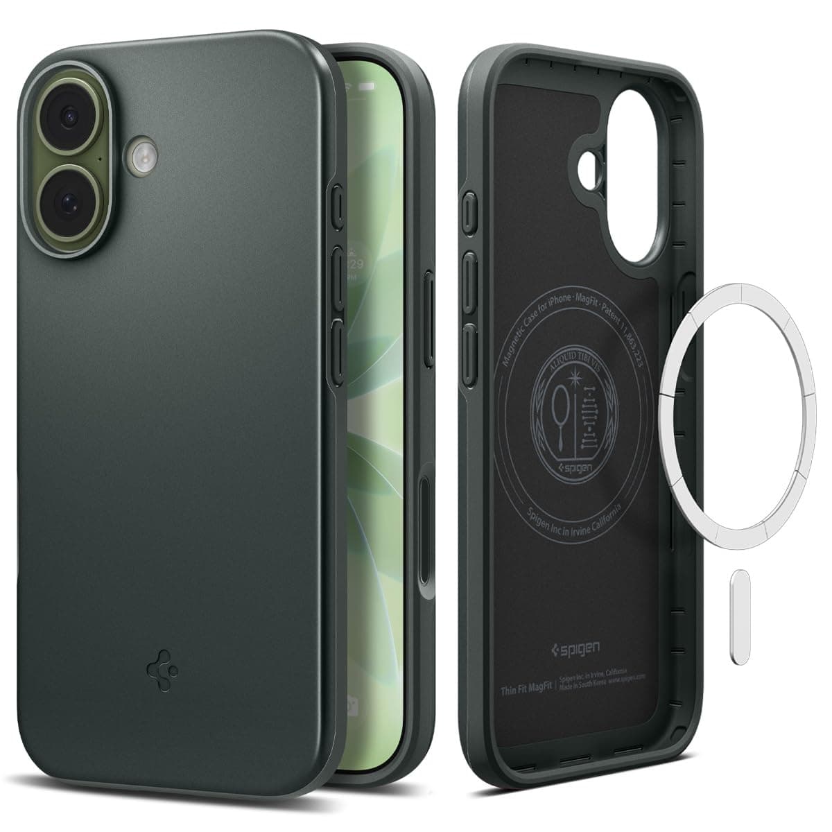 Spigen Thin Fit MagFit Back Cover Case for iPhone 17, MagSafe Compatible, Slim Frame - Polycarbonate + TPU | Abyss Green