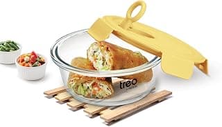 Treo by Milton Lumino Fresh Round 400 Borosilicate Glass Containers for Kitchen I Microwave Safe I Leak Proof with Air Vent Lid I 400 ml, Set of 1, Yellow