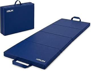 Krum Foldable High-Density Foam Gymnastics Training Tumbling Exercise Yoga Mat for Men & Women, 22mm Thick, 72 x 24 x 22mmt Blue