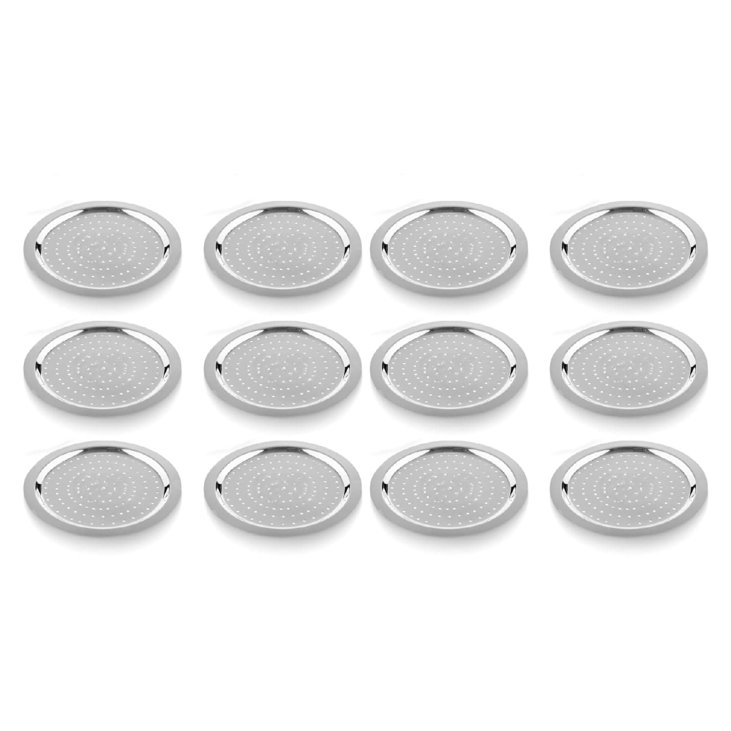 MS WORLD Stainless Steel Jali Lid Cover Set | Steel Hole Lid for Milk & Utensils | Rustproof Mesh Plate for Kitchen Use | Food Protection Cover | 13 cm | 40 g (Pack of 12)
