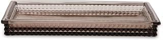 PURE HOME + LIVING Multipurpose Rectangular Brown Diamond Texture Glass Tray | Home Table Decoration, Makeup Organizer, Vanity Tray (14.8X3.2X30CM) (Pack of 1)