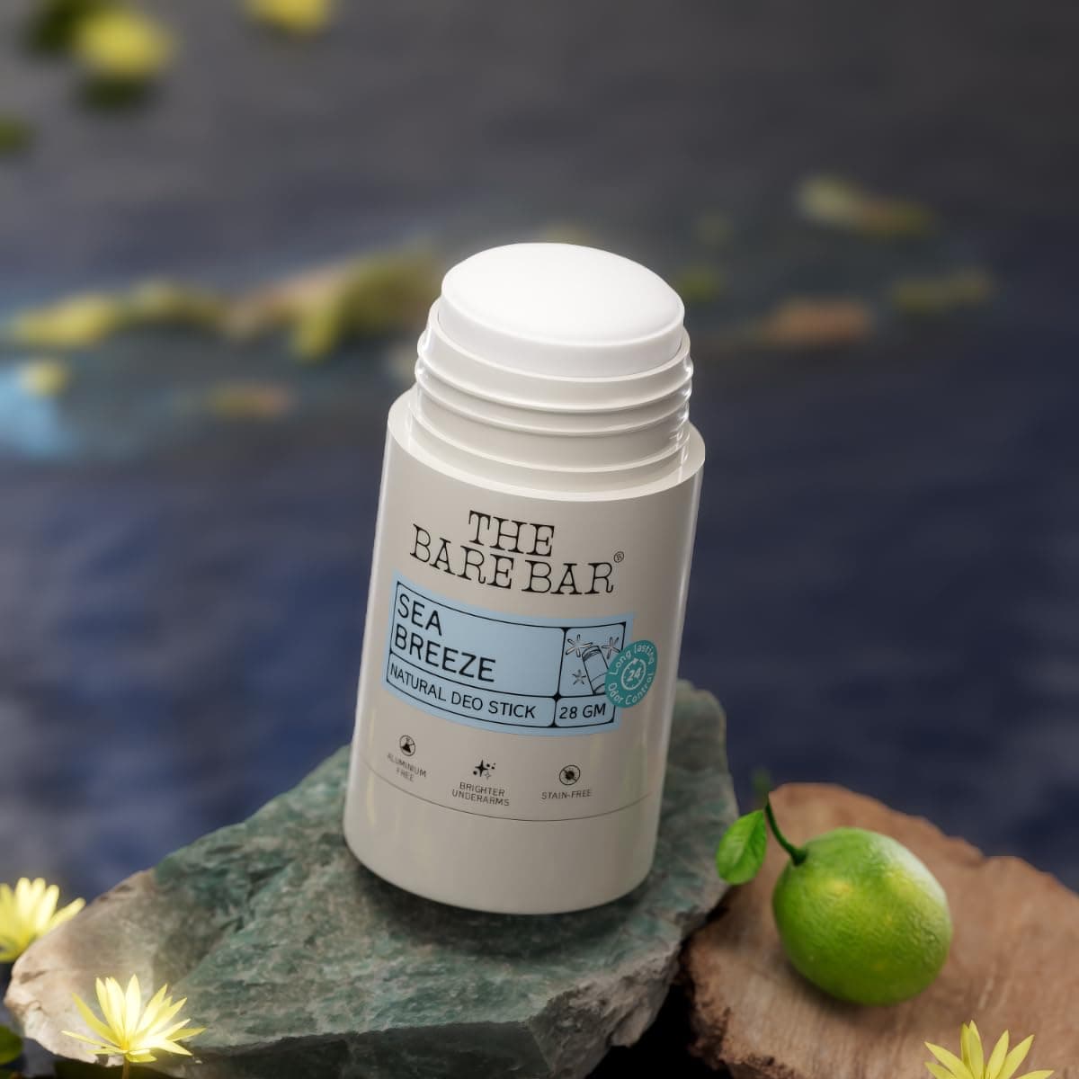 The Bare Bar Sea Breeze Natural Deodorant Stick 28g | Up to 24-Hour Odour Control | Long-Lasting Freshness | Aluminium-Free, Baking Soda-Free | No White Marks, No Staining | For Men & Women