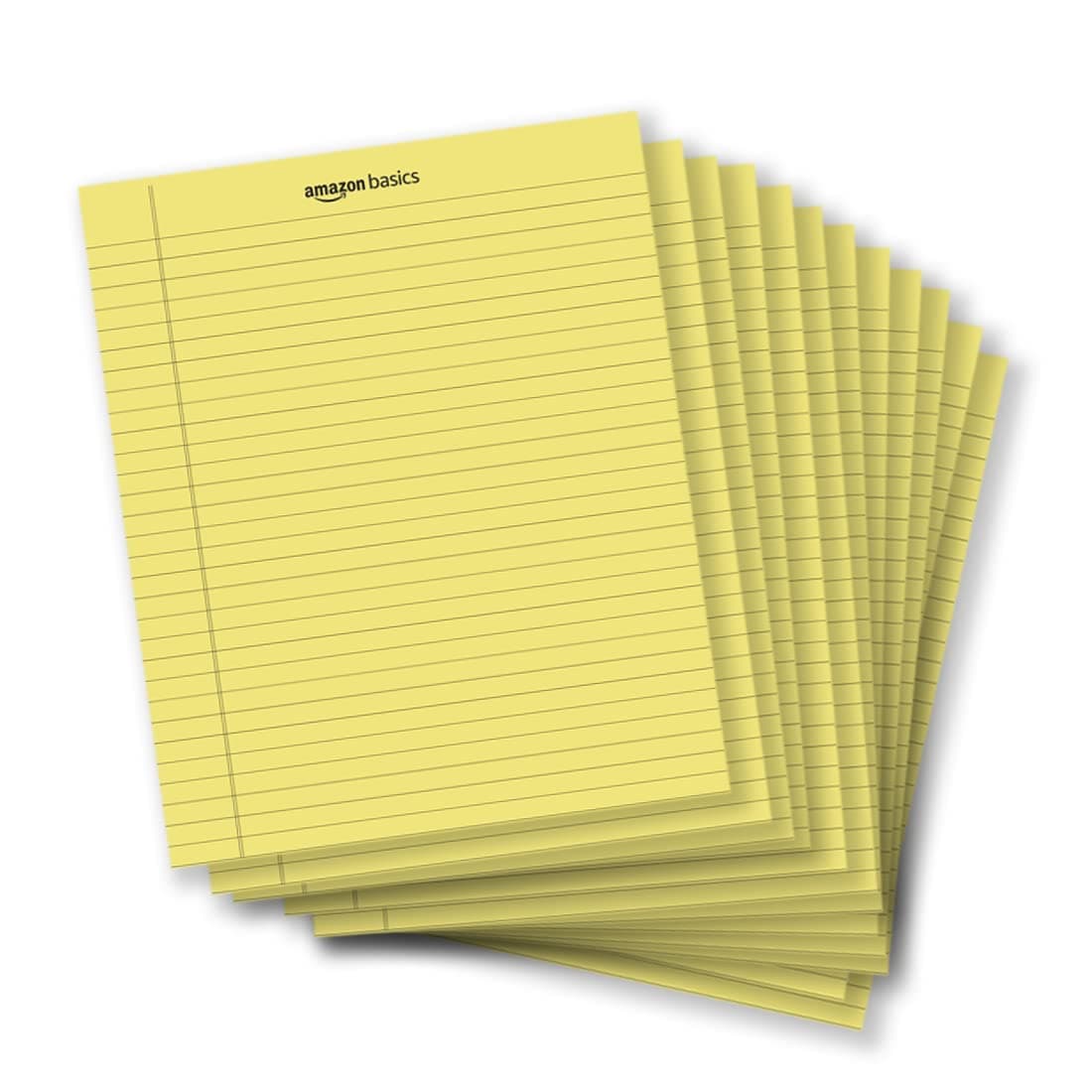 Amazon Basics Legal/Wide Ruled Pad (12 pack, 50 sheets per pad) 222 GSM, 8.5 inches X 11.75 inches - Yellow