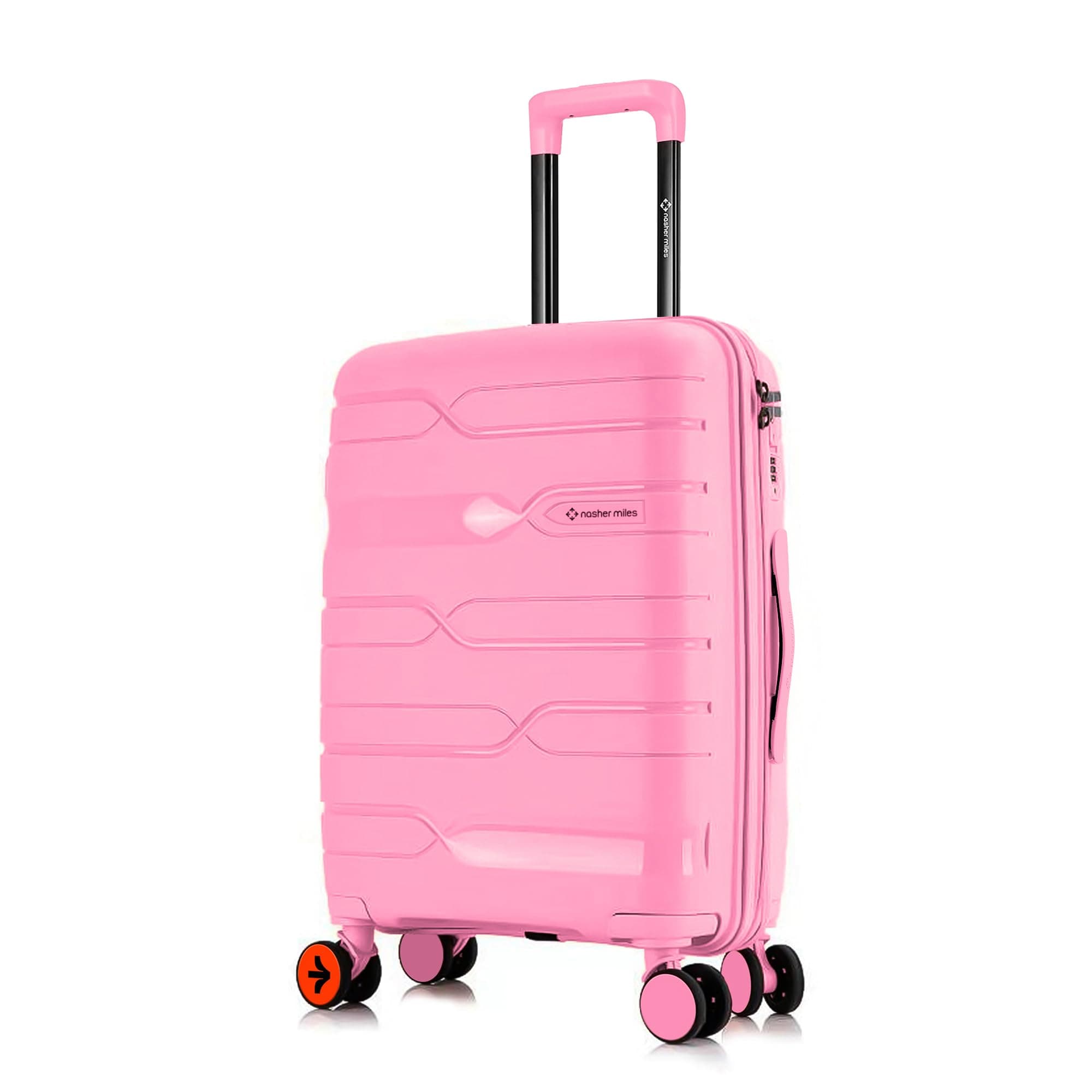 Nasher Miles Paris Hard-Sided Polypropylene Check-in Luggage 24 inch | 65cm | 8 Wheels Medium Trolley Bag for Travel | Suitcase (Pink)
