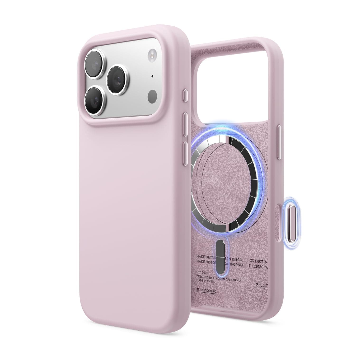 elago for iPhone 17 Pro Case, Premium Magnetic Silicone Case, Compatible with MagSafe, Liquid Silicone Material, Protective Cover, Shockproof, Slim Phone, 6.3 inch (Light Lilac)