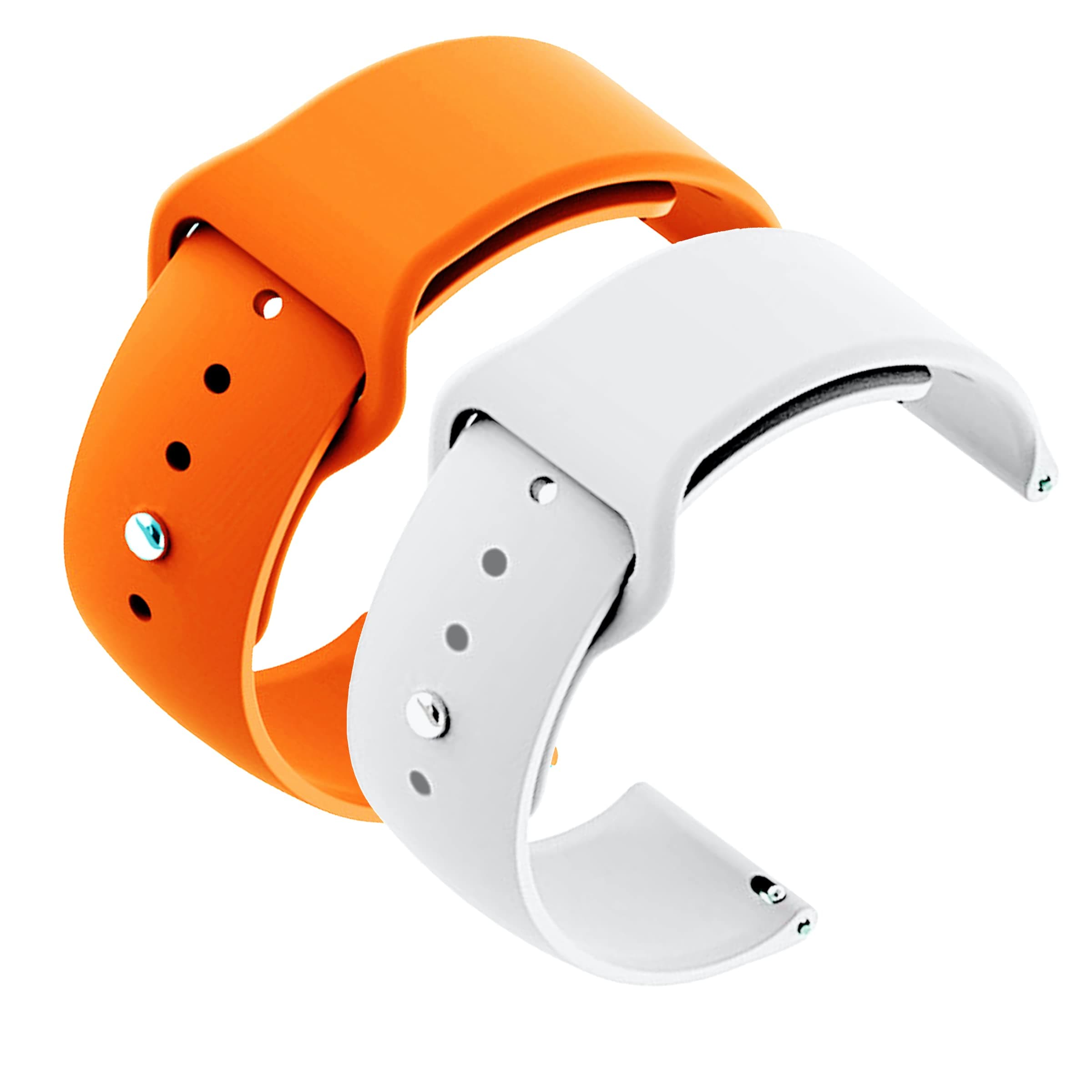 YODI New Accessories Silicone 22MM Strap Belt Band for Smart Watch (Set of 2 Color) Combo Pack (Smart Watch NOT Included) (Orange-White)