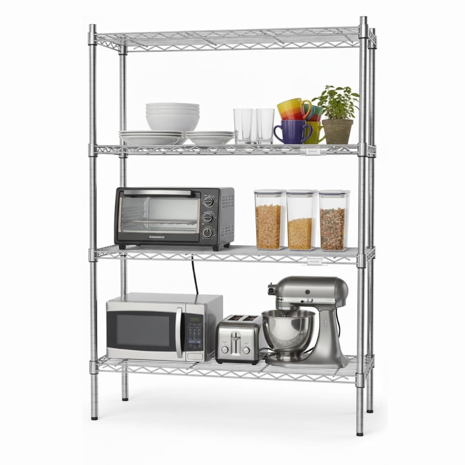STORACK 4 Tier Heavy Duty Storage Rack for Kitchen, Pantry & Shop Organization | Adjustable Chrome Wire Shelving Unit | Metal Utility Shelf Stand | 400 KG Load Capacity | 75 x 35 x 120 CM