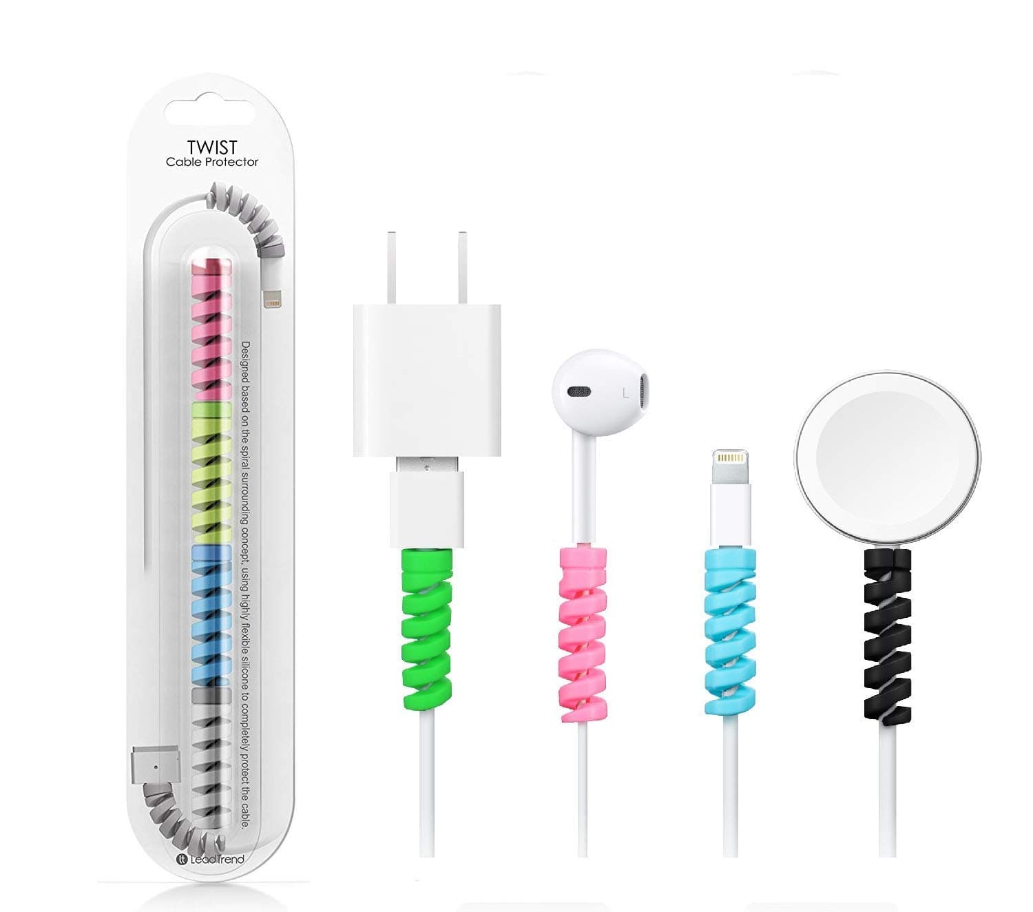 ARDAKI Spiral Cable Protector Cord Saver for Mac Charger, iPhone Charger, Wire Protector, Lightweight Durable Flexible Wire Winder for Charging Cables, Data Cables, Earphones Set 3(Pack of 12)
