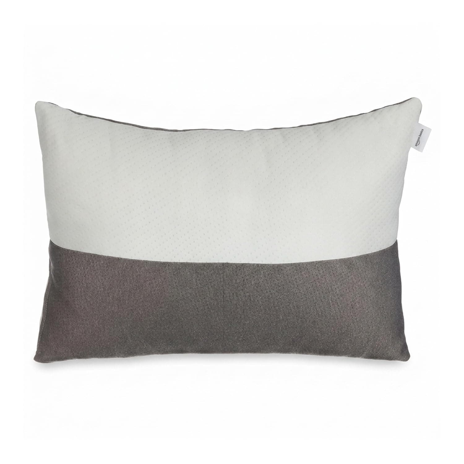 amazon basics Hollow Fiber Sleeping Pillow with Zip | Soft and Fluffy | Premium Soft Spun Polyester Outer Cover | Adjustable Height | White and Brown - 27 x 16 inch (Pack of 1)