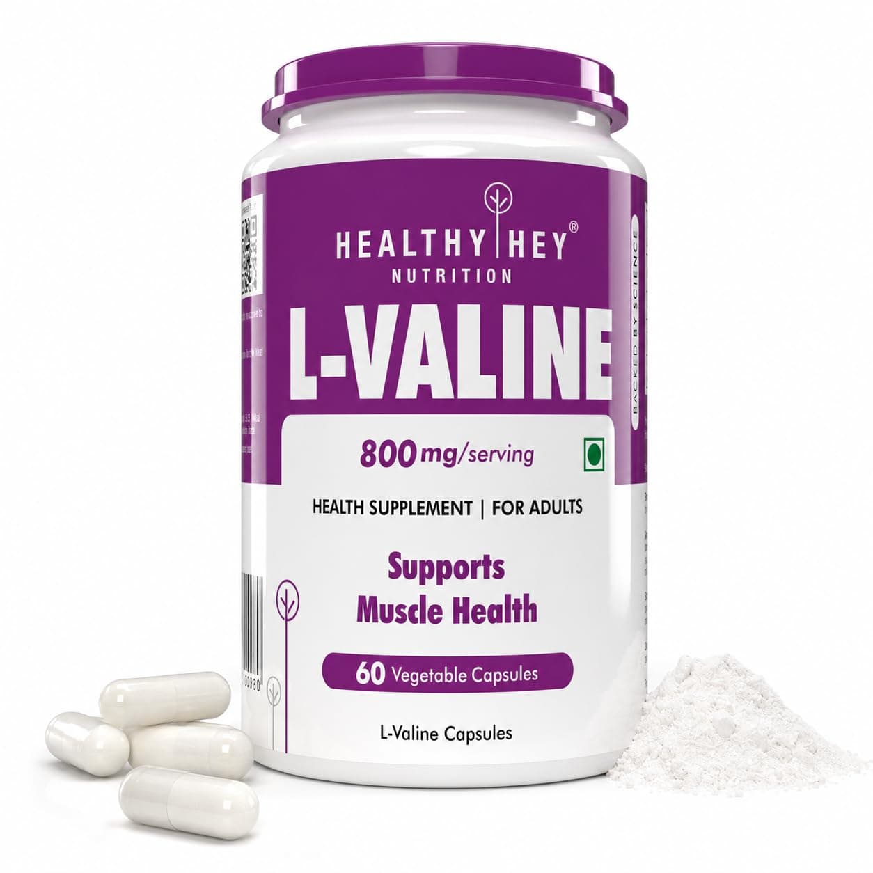 HealthyHey Nutrition L-Valine- 60 Vegetable Capsules