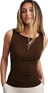 SIGHTBOMB Ultra Soft Microfiber OH SO Soft Boat Neck Sleeveless Ruched SOFTLINE Cuddle TEE Tank TOP for Women TOP