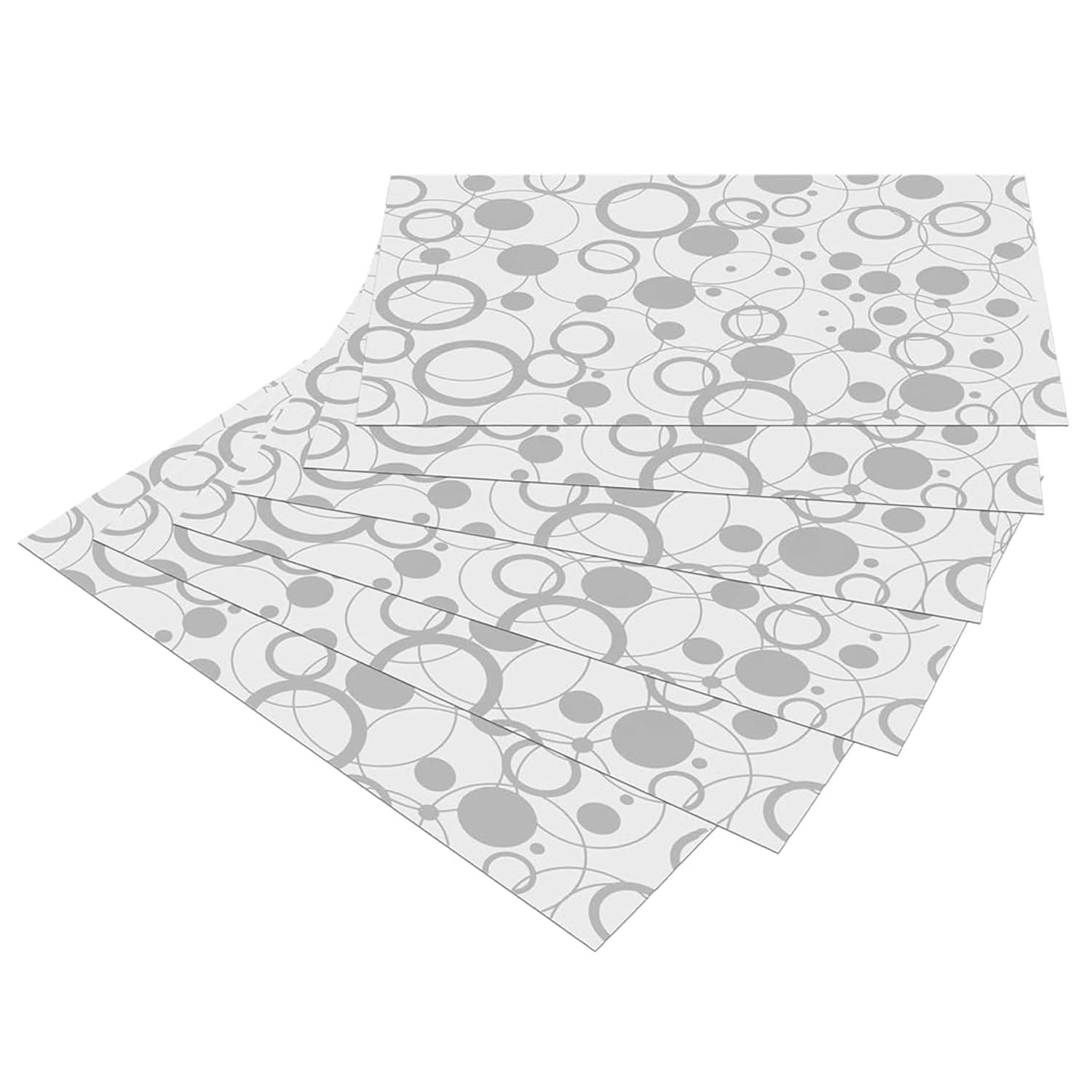 Kuber Industries Circle Design 6 Piece PVC Refrigerator Drawer Mat Set - 48 cm x 33 cm , White