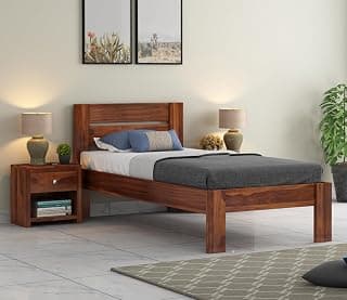 Poner Single Sheesham Wood Bed for Bedroom with 2 Years Warranty | Office Furniture | Living Room Cot | Wooden Bed | Daybed |Traditional Beds | Bedroom Furniture |