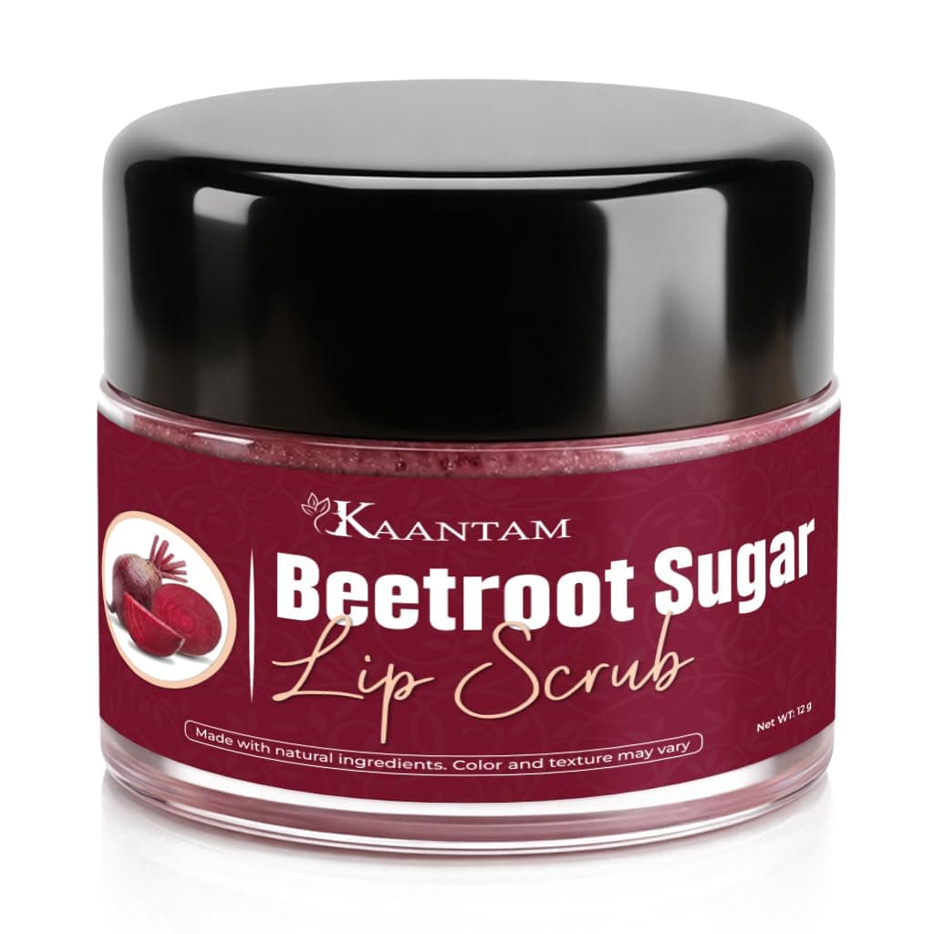 Kaantam Beetroot Sugar Lip Scrub for Dark & Pigmented Lips | Lip Scrub Exfoliator for Dry Chapped Lips | Hydrating Lip Scrubber & Beetroot Lip Mask for Men & Women | 12g