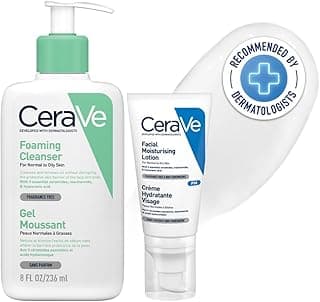 CeraVe Night time Skincare Combo | Foaming Cleanser - Dermatologist-Developed Facewash 236 ml & PM Moisturizer - Formulated With 3 Essential Ceramides 52 ml