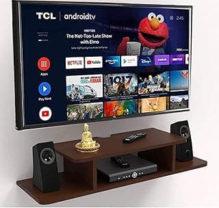 Modern Brown Wooden TV Cabinet for Living Room, 32 inch, Wall Mount, 2 Shelves
