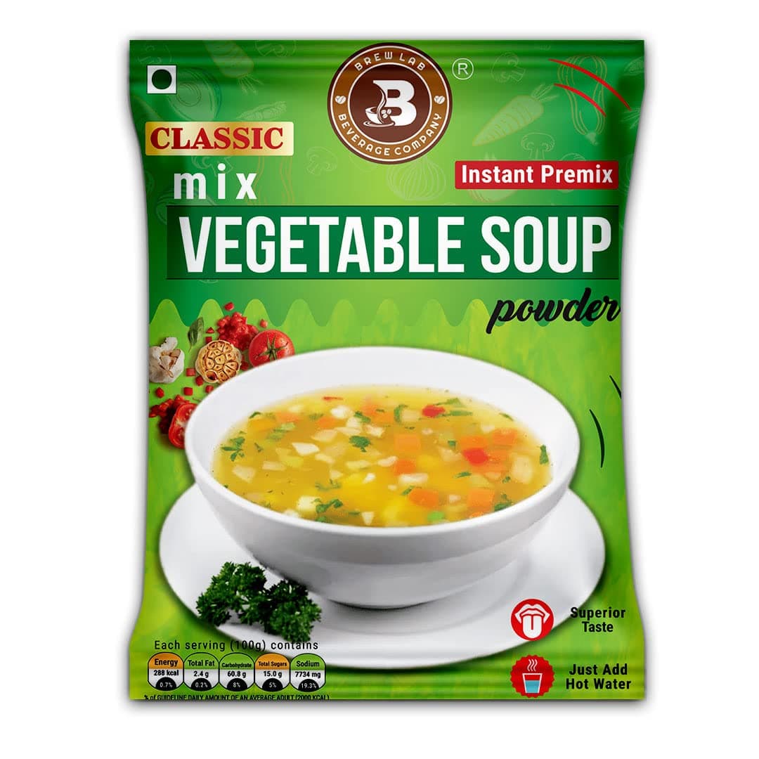 Brew Lab Healthy & Tasty Classic Mix Vegetable Soup Powder | Suitable For Vending Machines | Quick and Easy Preparation | (1Kg)