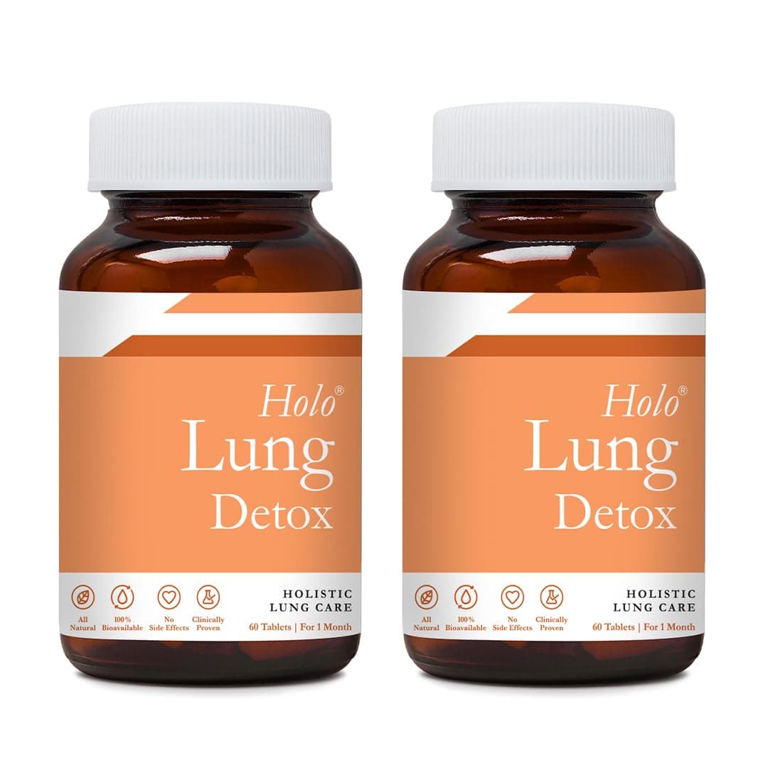 ZEROHARM Holo Lung Detox Tablets for Smokers | Vasaka, Echinacea, Ginger, Basil & Mulethi | Ayurvedic Lung Cleanse for Pollution & Respiratory Health | Nanotechnology for Men & Women | 120 Tablets