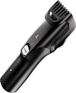 boAt Slazer S100 Beard Trimmer For Men, 300 min runtime,2X Fast Charging, USB Type C, Metallic Finish, Adjustable Comb, Stainless Steel Blades, 2 Years Warranty (Phantom Black)
