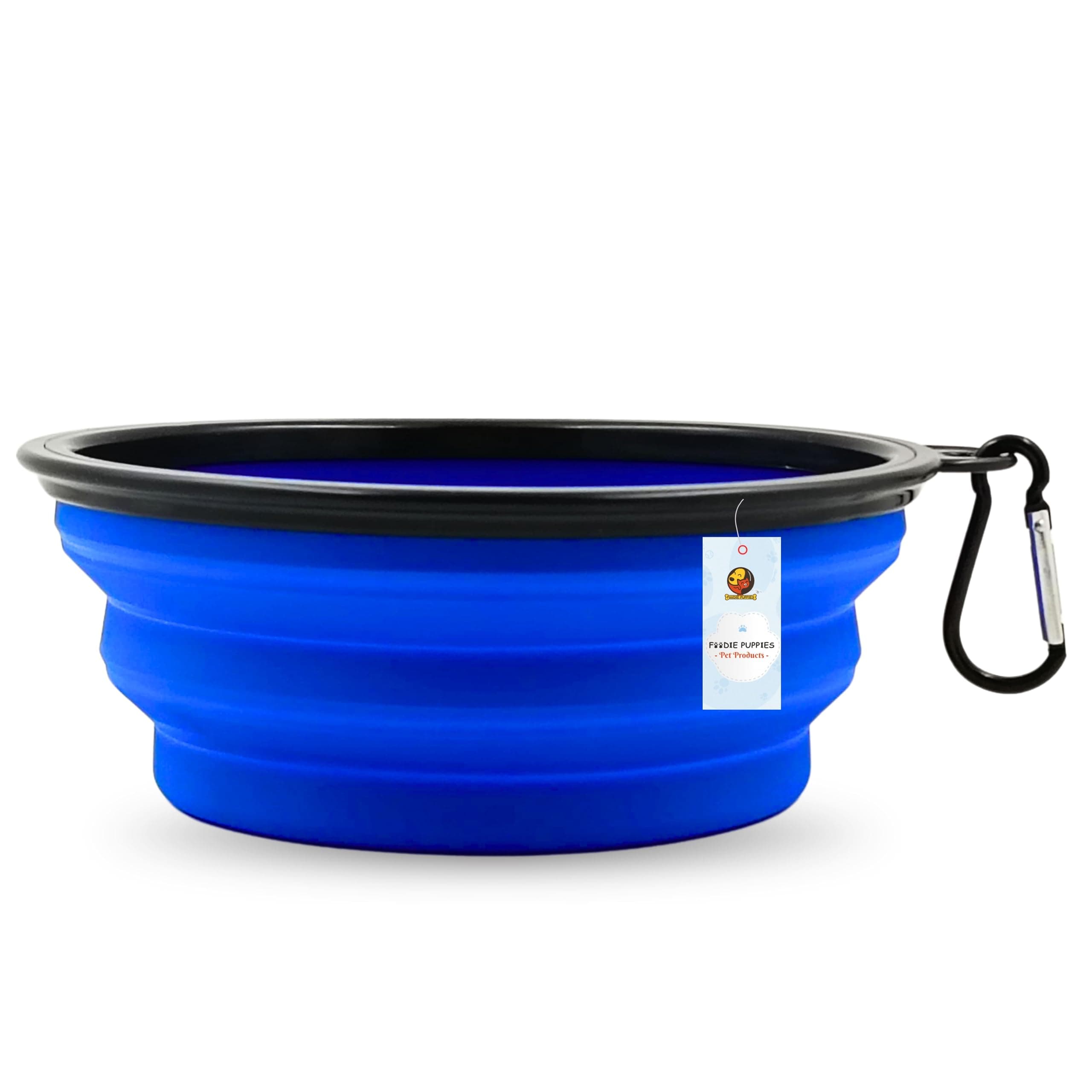 Foodie Puppies (Foldable Silicone Pet Bowl) Collapsible - 350ml | Foldable Travel Water Bowl with Carabiner Clip for Traveling, Hiking, Walking, Camping I Non-Toxic & 100% Safe