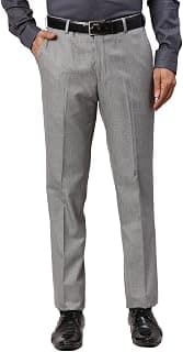 Park Avenue Men's Mid Rise Slim Fit Structure Pattern Poly Viscose Blend Flat Front Formal Trouser