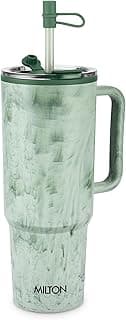MILTON Puris 1200 Plastic Water Tumbler | 2-in1 Lid Sip or Gulp | Crystal Clear BPA Free-Food Grade | Sturdy Handle | Large Travel Mug for Gym, Office & Outdoor Use, 1200 ml, Light Green