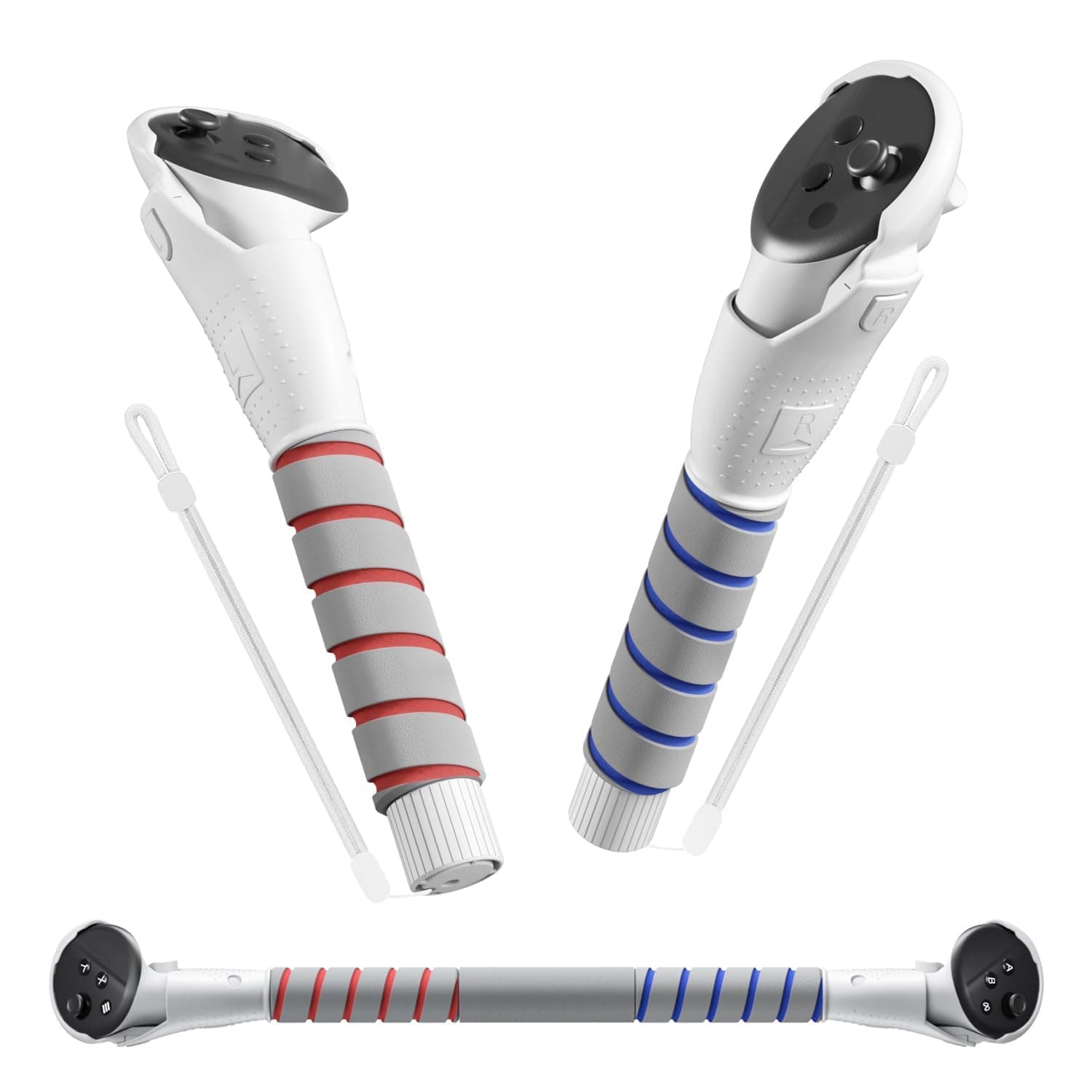 New World VR Game Handle Attachments Compatible with Meta Quest 3S/Quest 3/ Quest 2 Controller,Extension Grips for Gorilla Tag Long Arms Sticks,Beat Saber,Golf,Enhance VR Game Experience-Only Handle