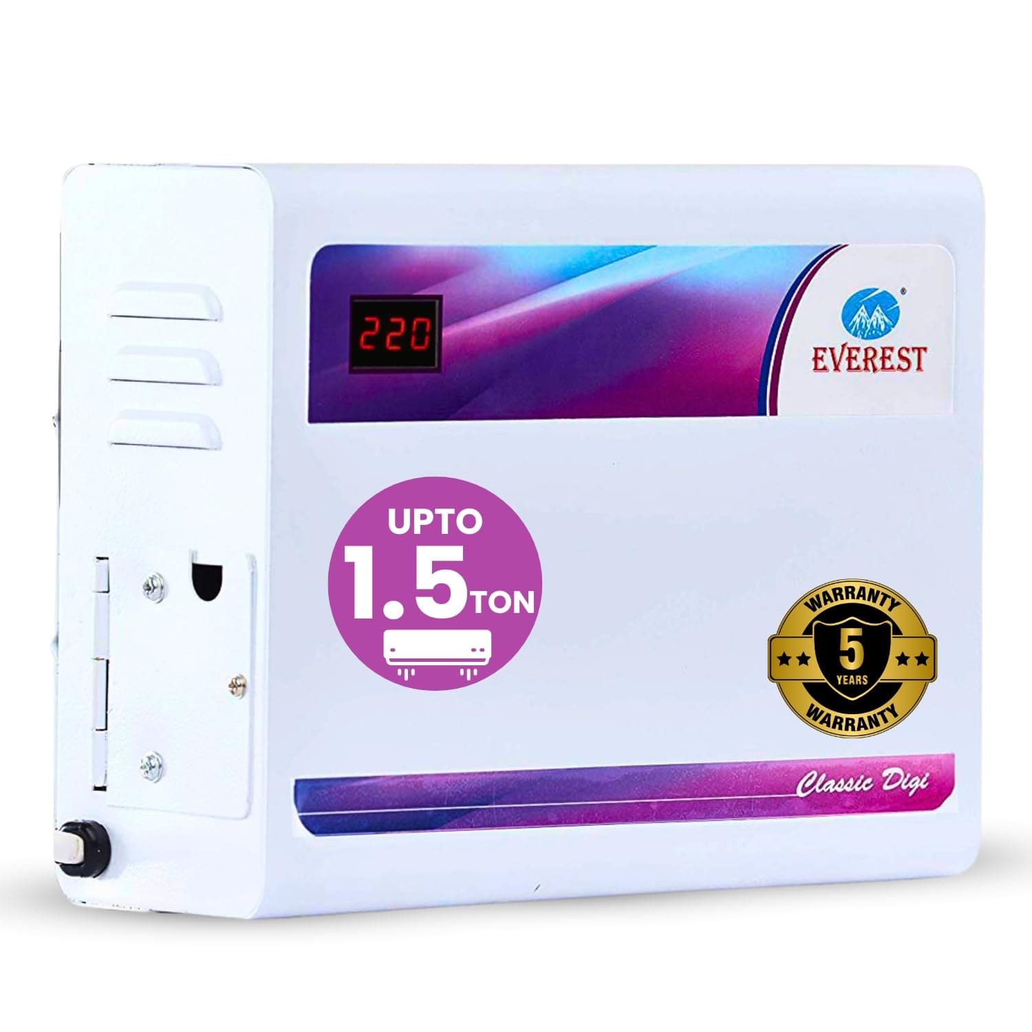 Everest EWD 400-N Double Booster Classic Digi Voltage Stabilizer for AC Upto 1.5 ton Working Range (130 V to 270 V) White with 5-Year Warranty