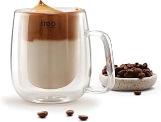 Treo by Milton Double Wall Glass Coffee Cups, 260 ml, Double Layer Tea & Coffee Mug, Crystal Clear, Microwave Safe, Hot & Cold Drinks, Hot Chocolate, Milk, Cappuccino, Expresso Cup
