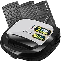 iBELL SM1301 3-in-1 Sandwich Maker, Big Size, 750 Watt, with Detachable Plates for Toast/Waffle/Grill (24 x 24 x 10 cm)