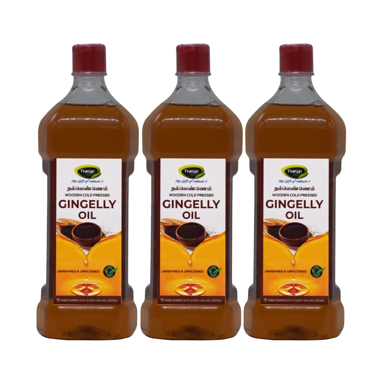 Thanjai Natural Premium Gingelly Oil | 100% Pure & Cold Pressed | Wood Pressed Sesame Oil | For Cooking & Skin Care | No Chemicals, No Additives | 3L