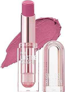 SWISS BEAUTY Pure Lustre Lipstick | High Shine Finish | Smooth Glide | With Olive Oil & Vitamin E | Hydrating | Shade- Salty Pink, 3.8gm