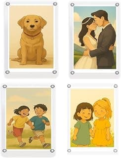 GIFTS – Pack of 4, Magnetic Acrylic Photo Frame, Double-Sided Display, 2.5x3.5 inch Clear Picture Frame, Personalize & Swap Photos, Vertical & Horizontal Use (Photos Not Included)